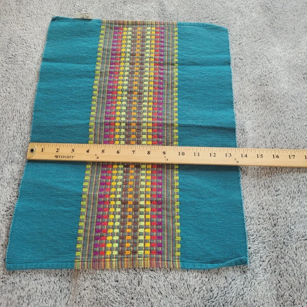 Crate & Barrel Diego Placemats Set of Four Multicolor Cotton 14x19 Boho 21574